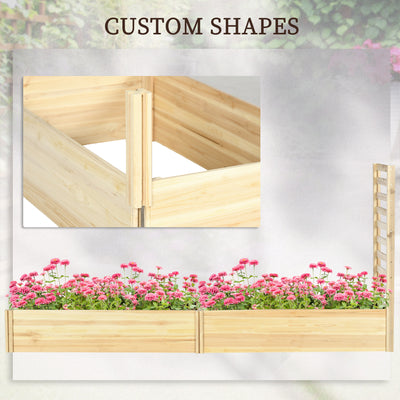 Wood Planter Box with Trellis for Climbing Plants, Raised Garden Bed for Outdoor Flowers Herbs, 91"x24"x43", Natural