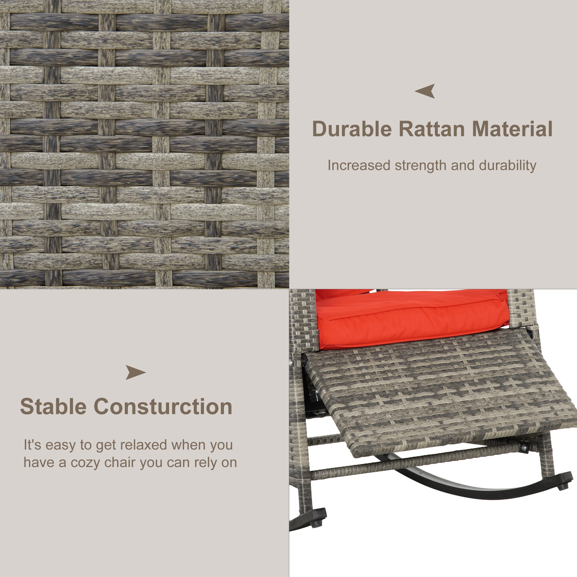 PE Rattan Rocking Recliner with Footrest