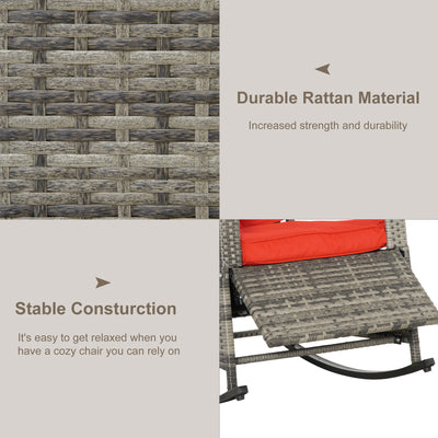 PE Rattan Rocking Recliner with Footrest