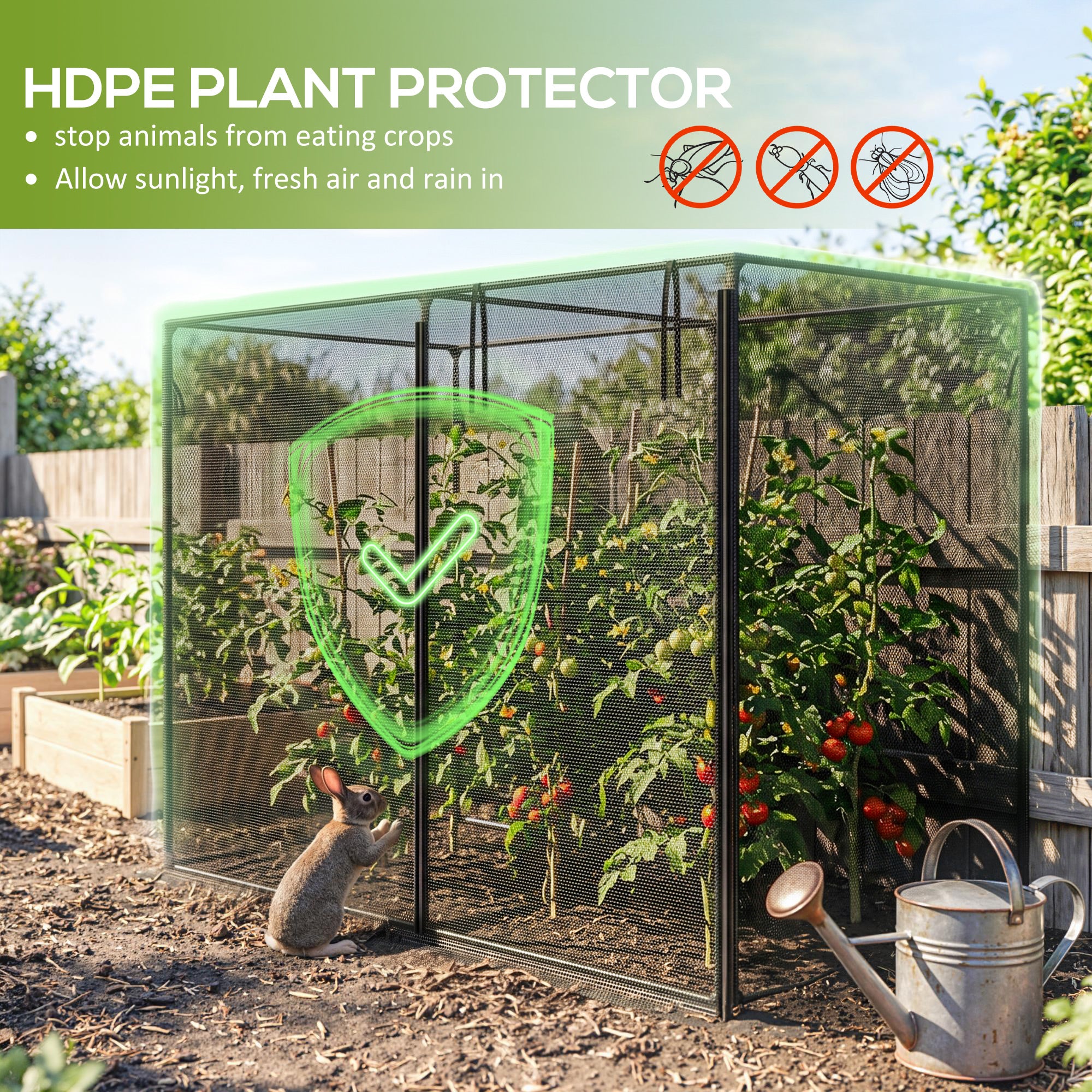 6 x 3ft Crop Cages for Garden, Plant Protectors from Animals, Storage Bag and 6 Ground Stakes