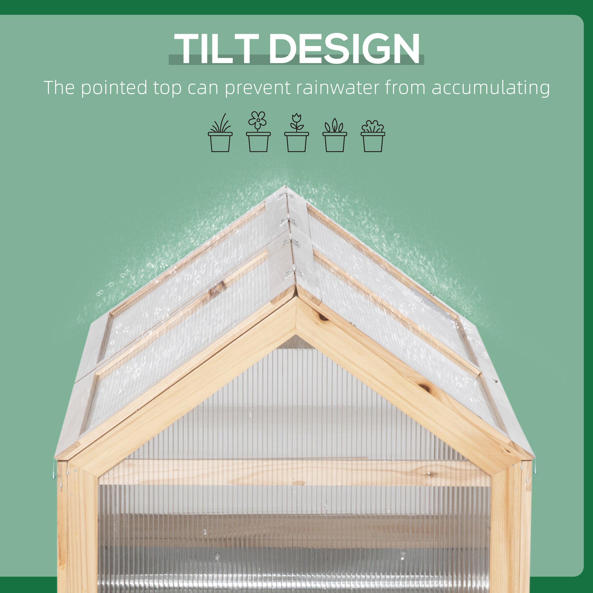 48" x 24" x 32.25" Elevated Planting Beds Garden Wooden Cold Frame Greenhouse Flower Planter Protection Wood