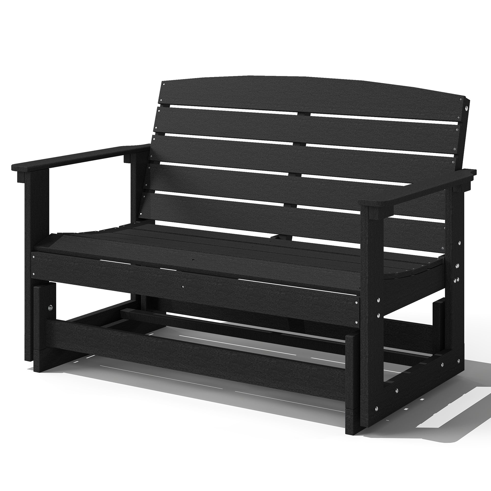 Patio Glider Bench w/ HDPE Slatted Double Rocking Chair