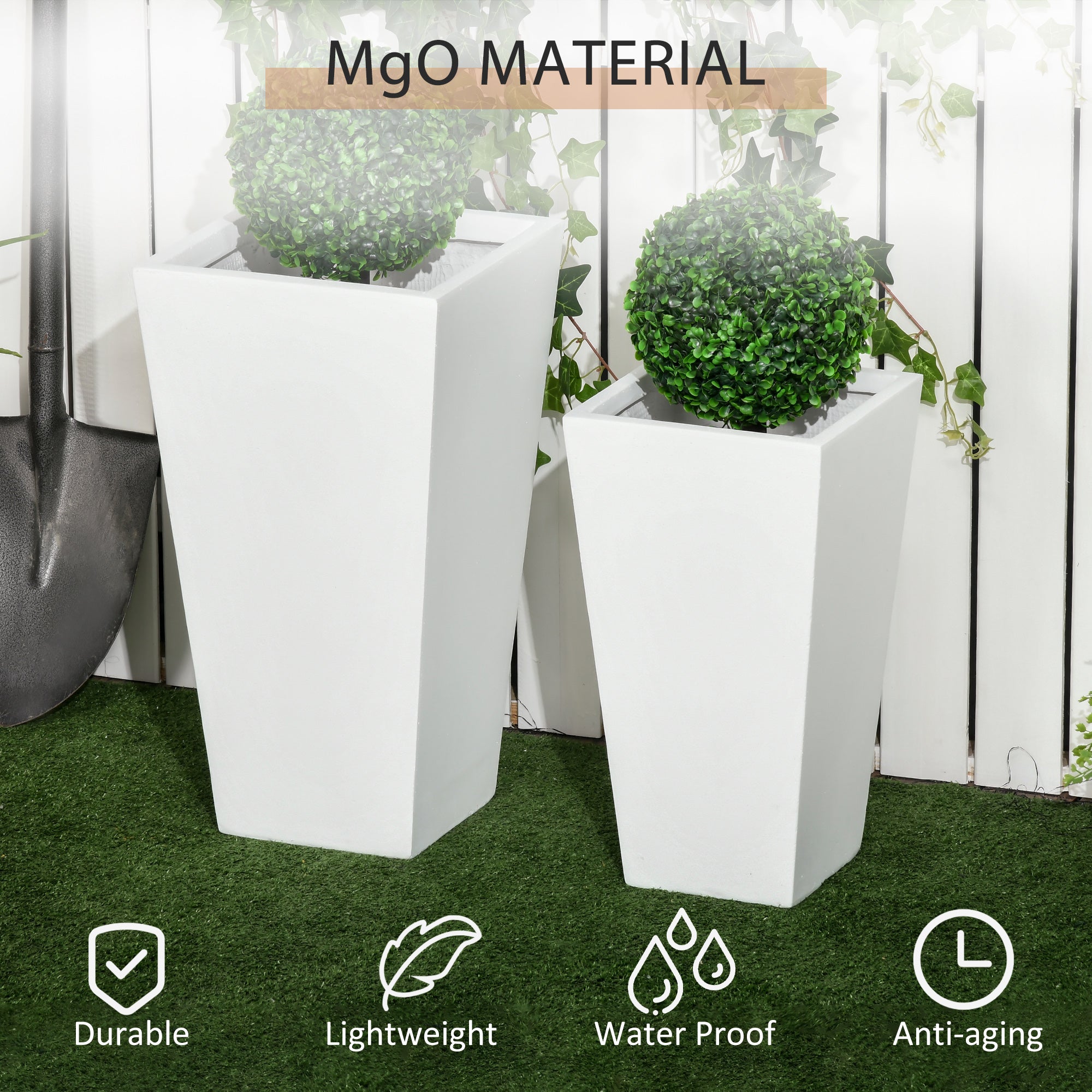 2-Pack Outdoor Planter Set, Flower Pots with Drainage Holes, Durable & Stackable Plant Pot, 22in & 18in, for Porch, Entryway, Patio, Yard, Garden
