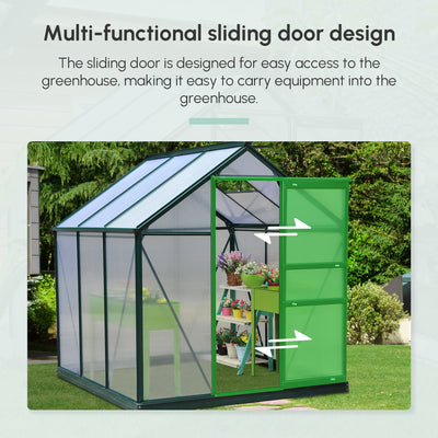 6' x 6' Greenhouse for Outdoors, Polycarbonate Greenhouse with Rain Gutter and Roof Vent, Aluminum Walk-in Green Houses for Outside for Patio Backyard Garden