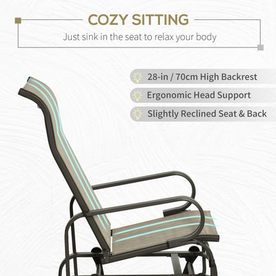 Outdoor Patio Glider Rocker, Metal High-Back Chair for Outdoor Use