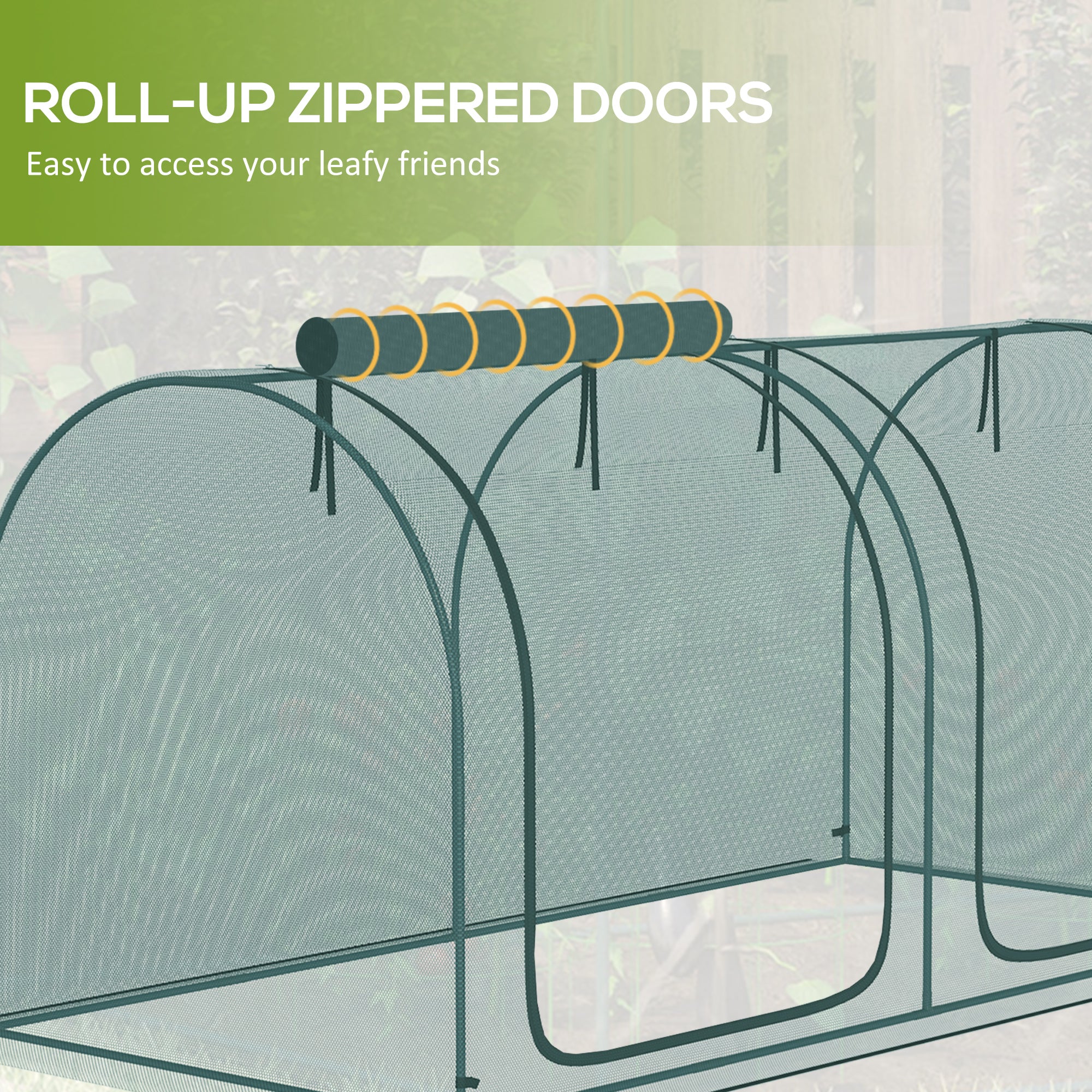 8' x 4' Crop Cage, Plant Protection Tent with Two Zippered Doors, Steel Frame, Storage Bag and 4 Ground Stakes, for Garden, Yard, Lawn