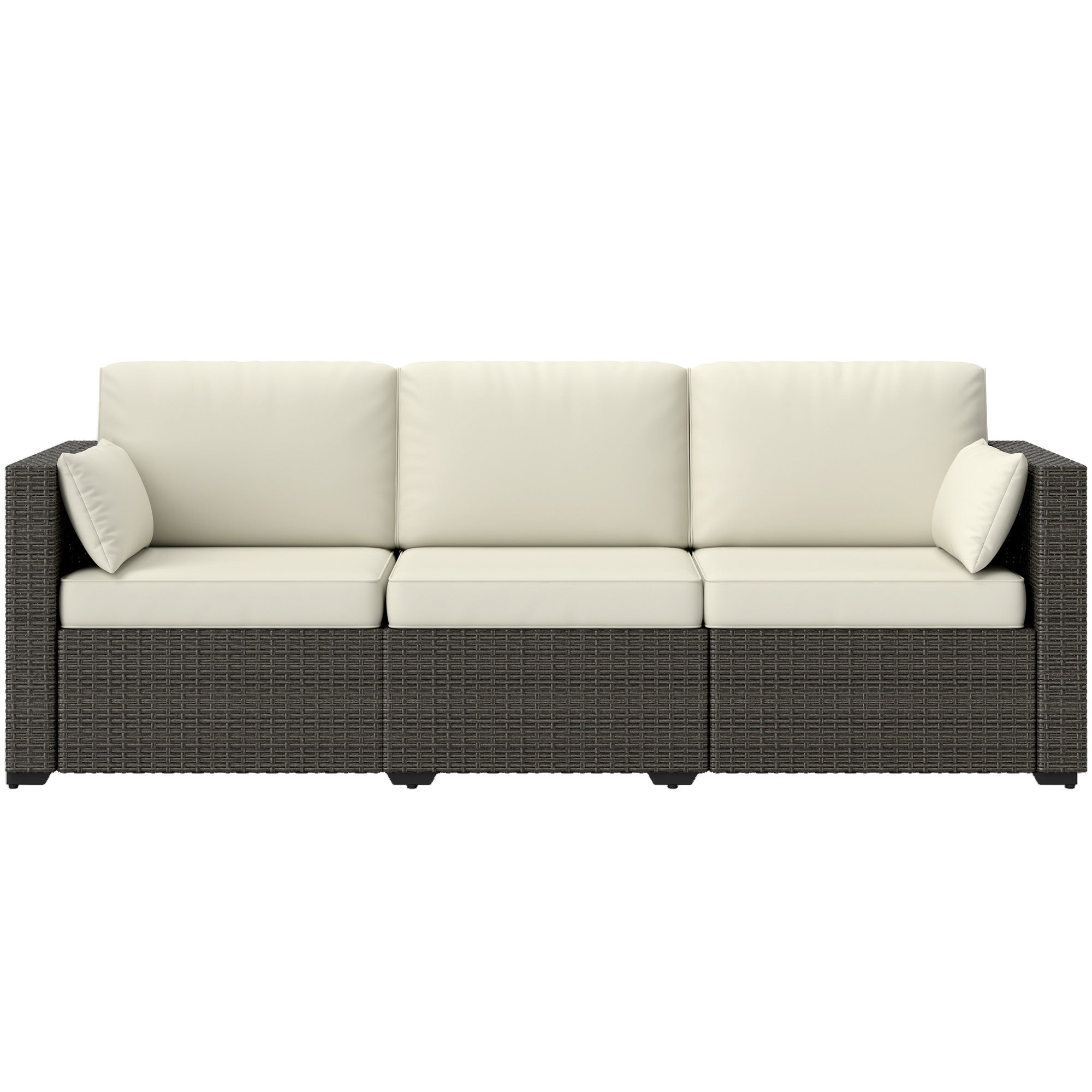 Patio Couch PE Wicker Deep Seating Outdoor Sofa with Removable Cushions, 3 Seater Rattan Sofa, Outdoor Furniture for Balcony, Deck, Garden and Poolside