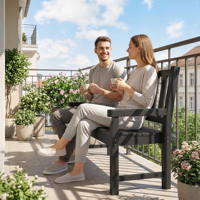 2-Person Garden Bench, HDPE Outdoor Bench with 530 lbs Capacity, Curved Seat for Backyard, Park, Porch, Lawn