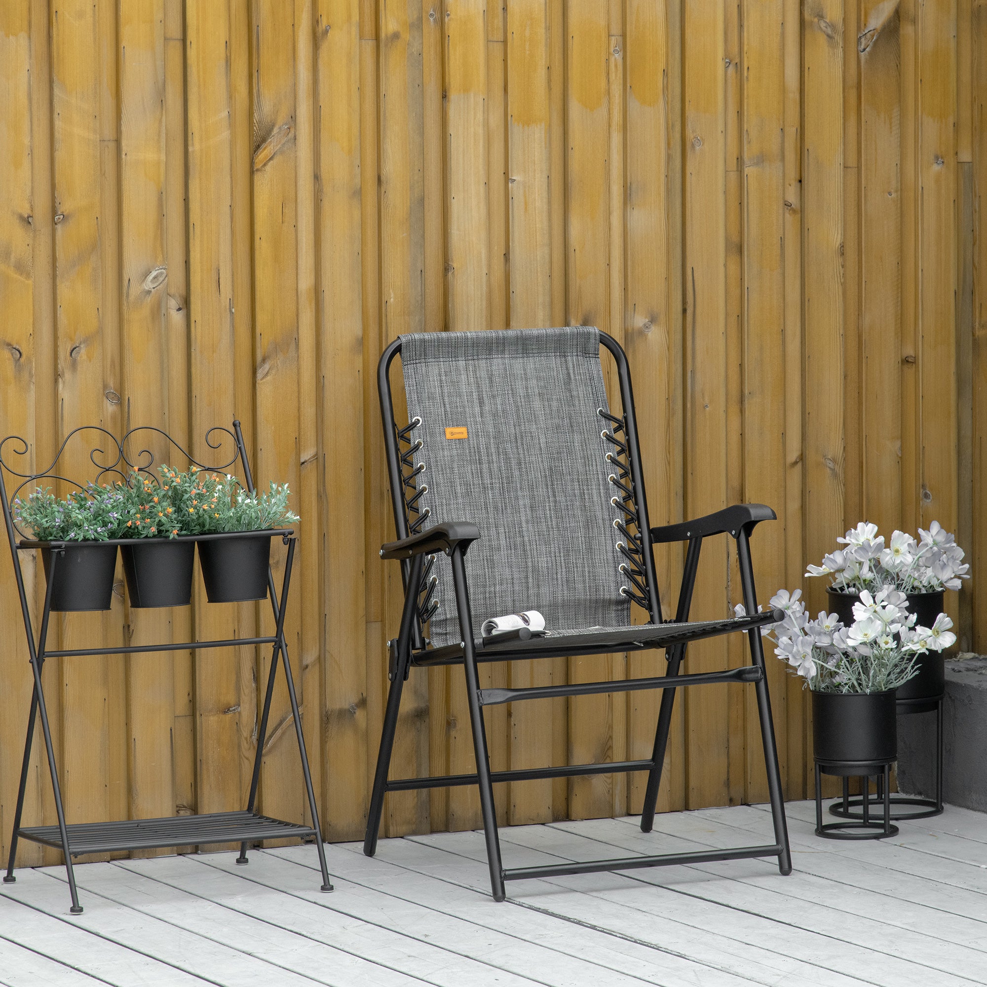 Patio Folding Chair, Sling Suspension Chair for Deck, Camping, Sports Events, Patio, Beach & Pool, Space Saving