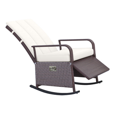 PE Rattan Rocking Recliner with Footrest