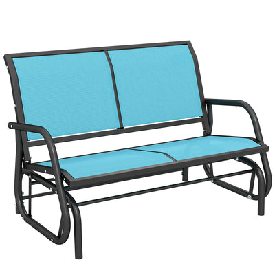 2-Person Outdoor Glider Bench, Patio Double Swing Rocking Chair Loveseat w/Powder Coated Steel Frame for Backyard Garden Porch