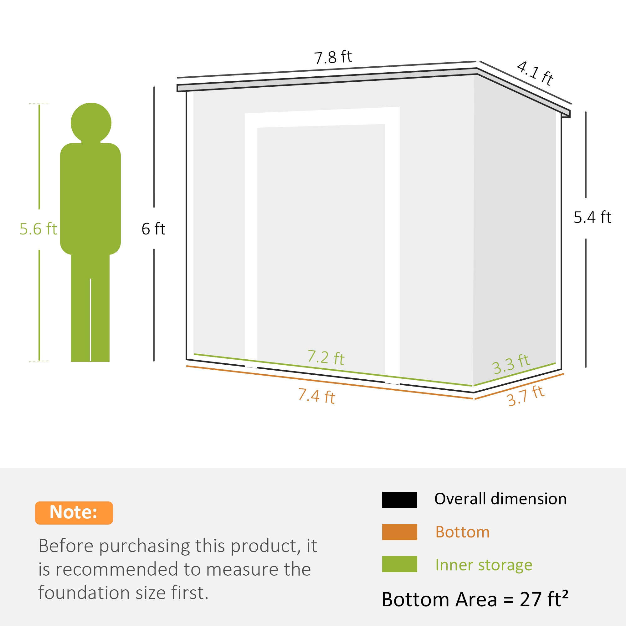 8' x 4' Plastic Outdoor Storage Shed with Floor, Window, Lockable Doors and Vents for Backyard Patio Lawn