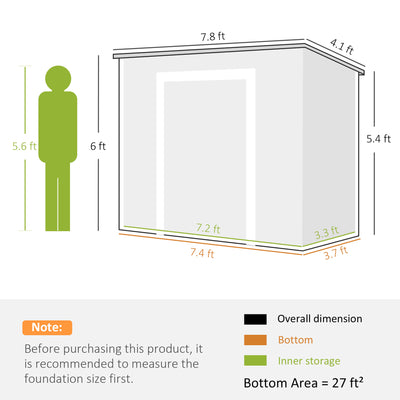 8' x 4' Plastic Outdoor Storage Shed with Floor, Window, Lockable Doors and Vents for Backyard Patio Lawn