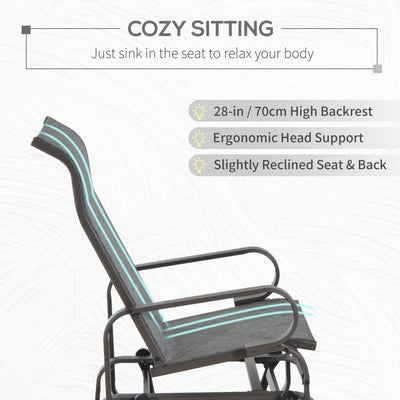 Outdoor Patio Glider Rocker, Metal High-Back Chair for Outdoor Use