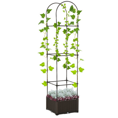 6' Raised Garden Bed Planter with Trellis, Self-Watering Disk, Drainage Holes & Steel Frame for Climbing Plants