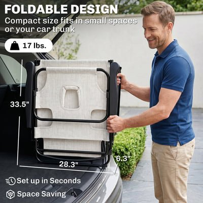 Folding Lounge Chair w/ Reclining Back