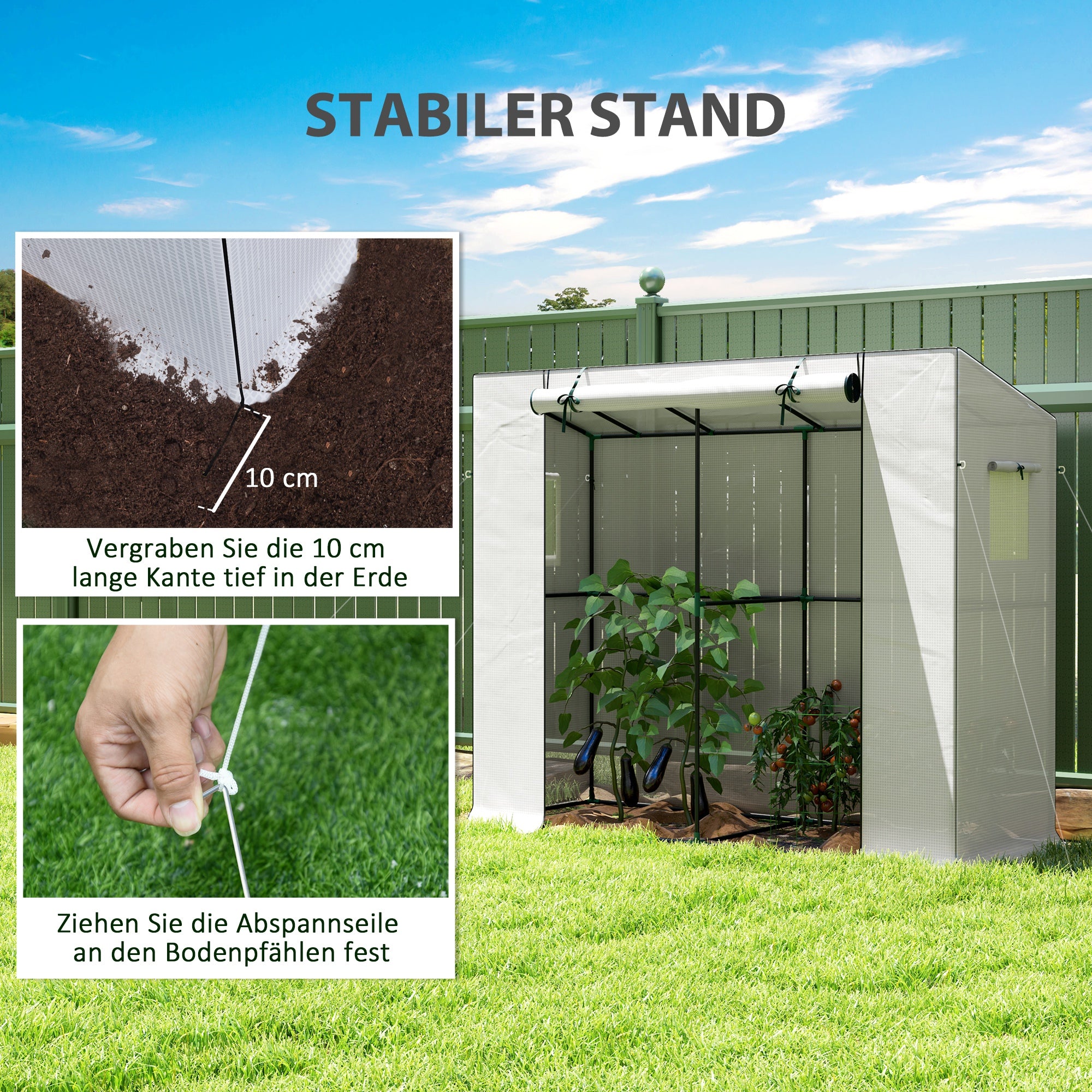 Walk-in Portable Greenhouse Small Greenhouse for Outdoors with UV-resistant PE Cover, 6.6' x 2.5' x 5.6'