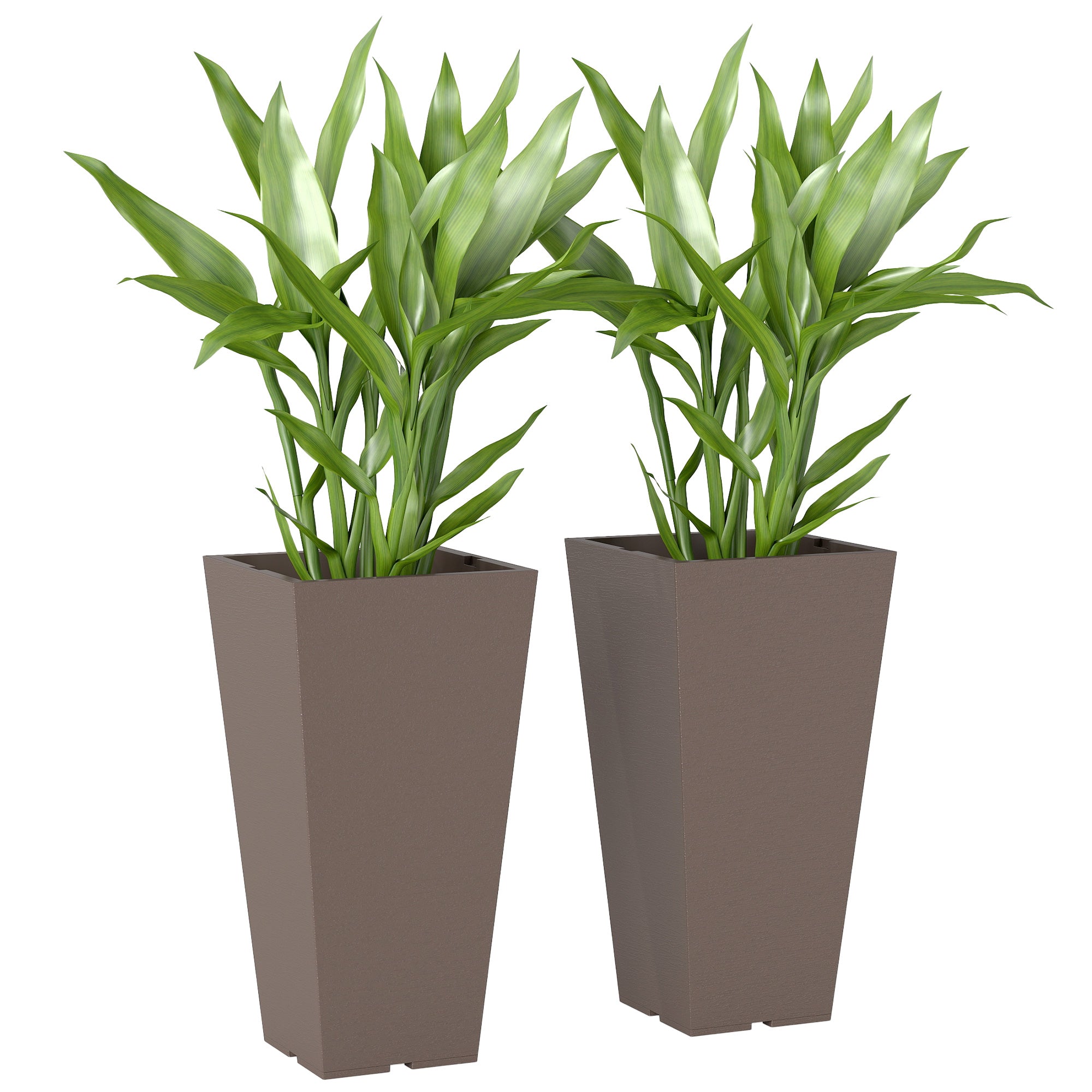 23 Inch Tall Planters for Outdoor Plants, Set of 2 Plastic Flower Pots, for Front Door Patio Garden Use