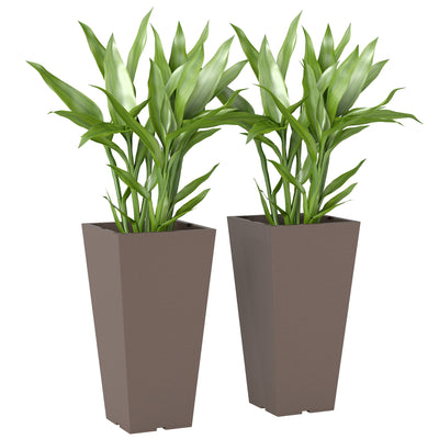 23 Inch Tall Planters for Outdoor Plants, Set of 2 Plastic Flower Pots, for Front Door Patio Garden Use