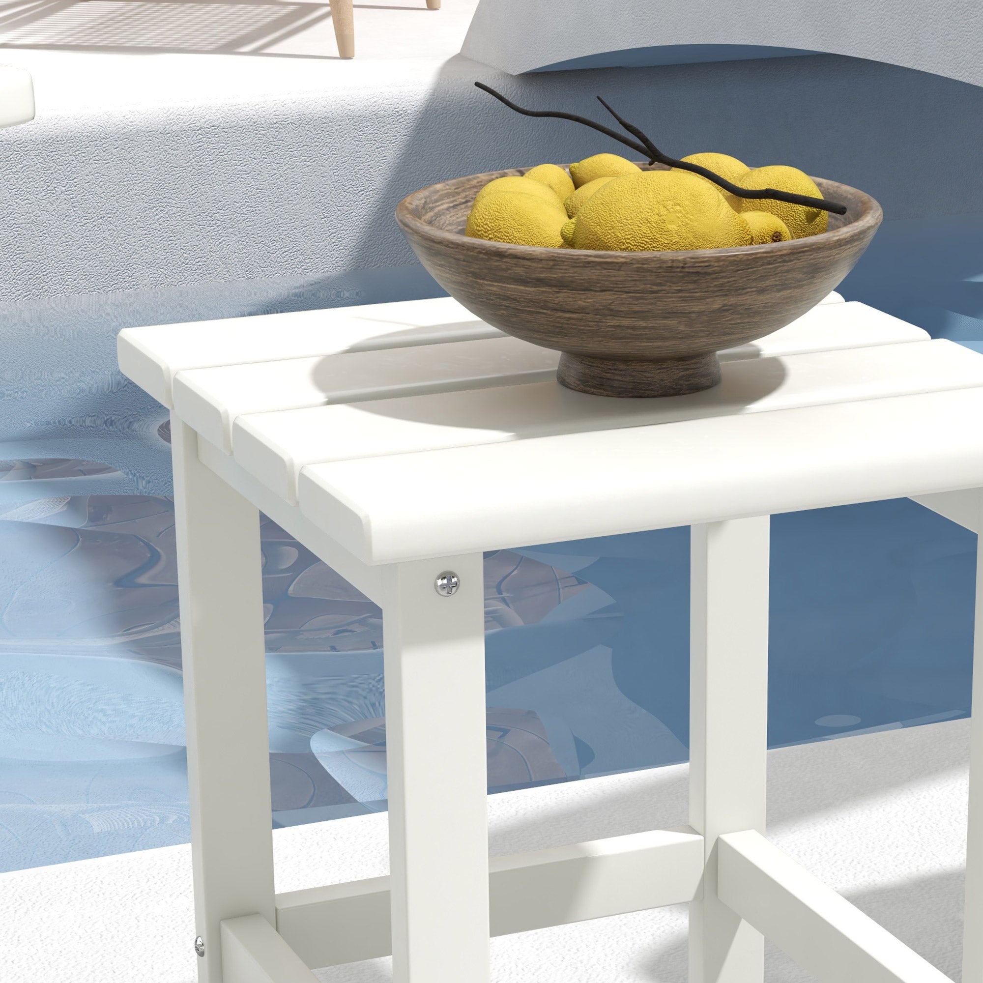Adirondack Side Table, Square Patio End Table, Weather Resistant 15" Outdoor HDPE Table for Porch, Pool, Balcony