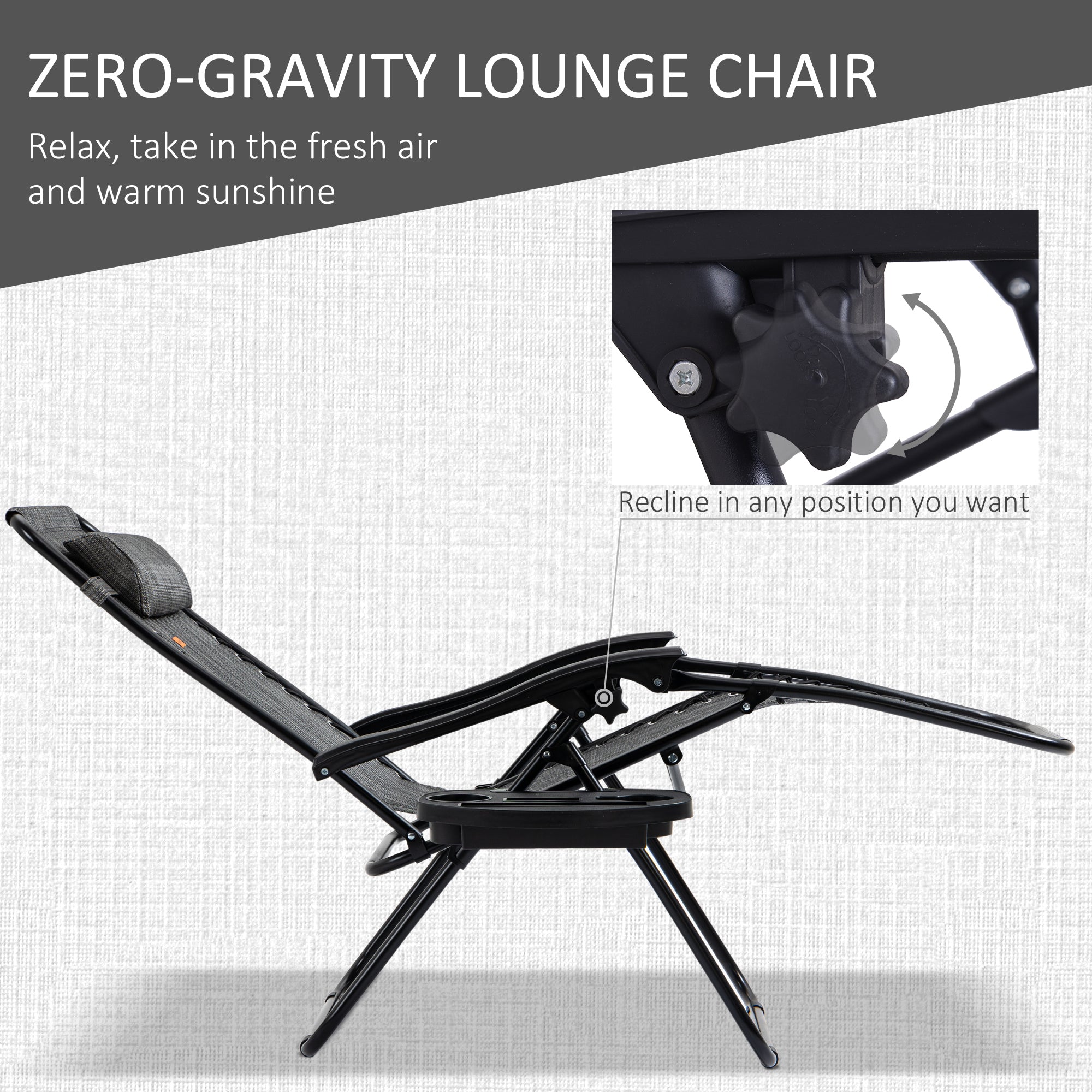 Zero Gravity Chair Set with Side Table, Folding Reclining Chair with Cupholders & Pillows, Adjustable Lounge Chairs for Pool, Backyard, Lawn, Beach