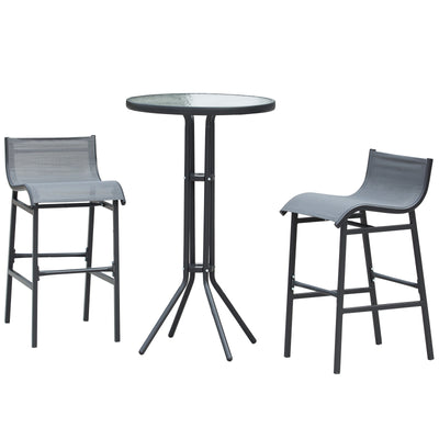 3 Piece Bar Height Outdoor Bistro Set for 2