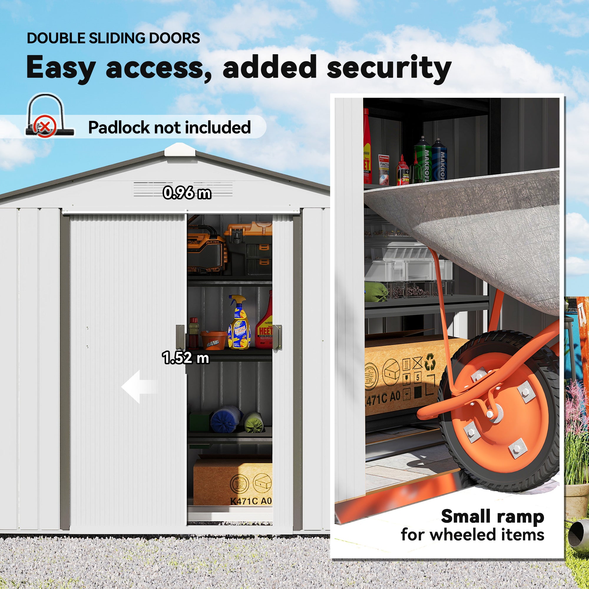 7' x 4' Outdoor Storage Shed, Garden Tool Metal Shed with Foundation Kit, Double Lockable Door, Air Vents and Sloping Roof, for Backyard, Patio, Lawn