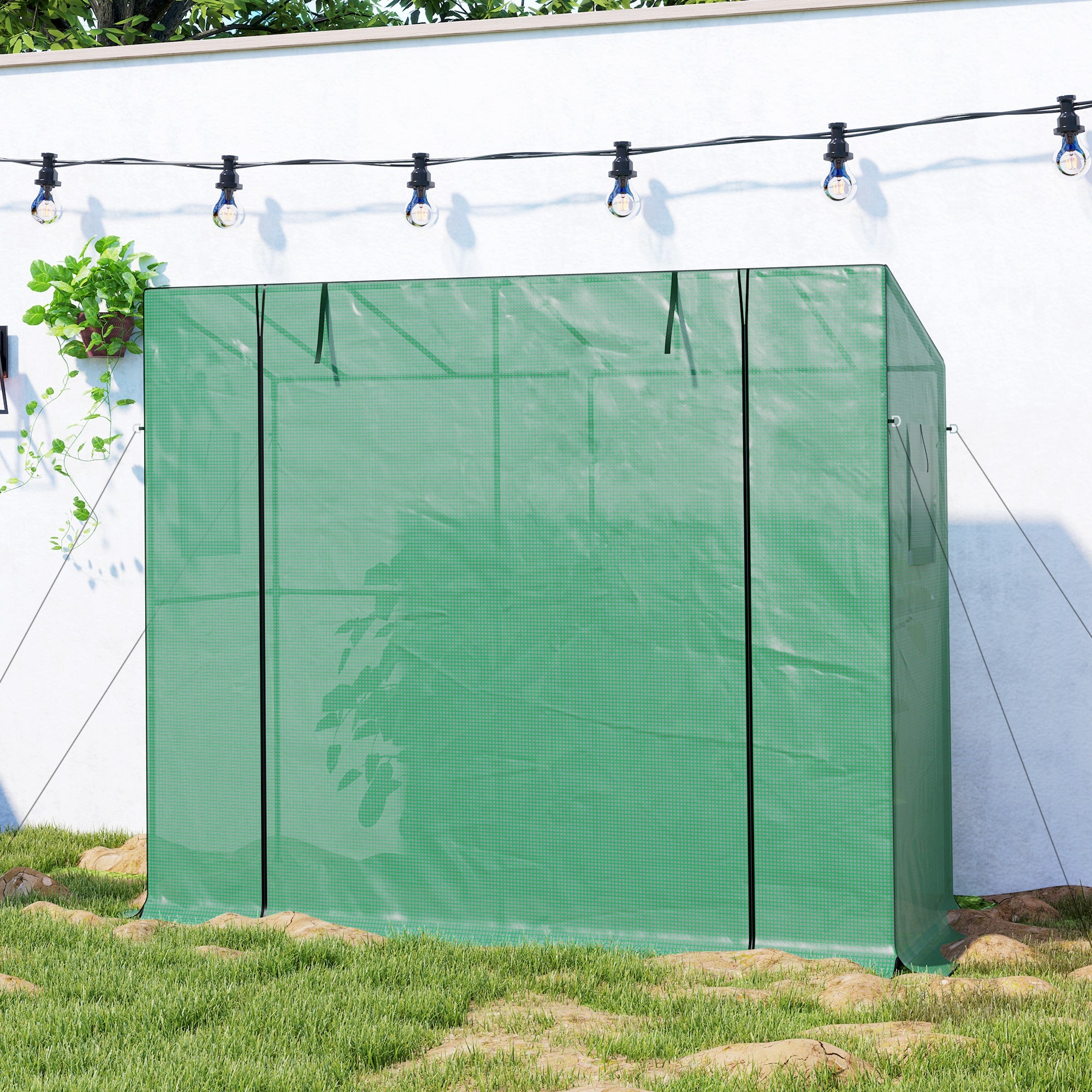 Walk-in Portable Greenhouse Small Greenhouse for Outdoors with UV-resistant PE Cover, 6.6' x 2.5' x 5.6'