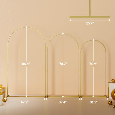 Metal Arch Backdrop Stand Set of 3, 7/6.5/6 ft Wedding Arch Frame, Balloon Backdrop Arch Stand Set for Birthday Party, Bridal Shower, Graduation, Ceremony, Banquet Decorations