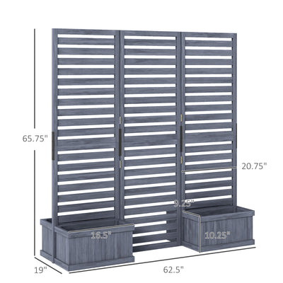 Wood Privacy Screen w/ 4 Planter Box, Raised Bed w/ 3 Panels & Drainage Holes