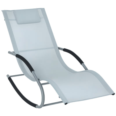 Zero Gravity Rocking Chair Outdoor Chaise Lounge Chair Recliner Rocker with Detachable Pillow and Weather-Fighting Fabric for Patio, Deck, Pool