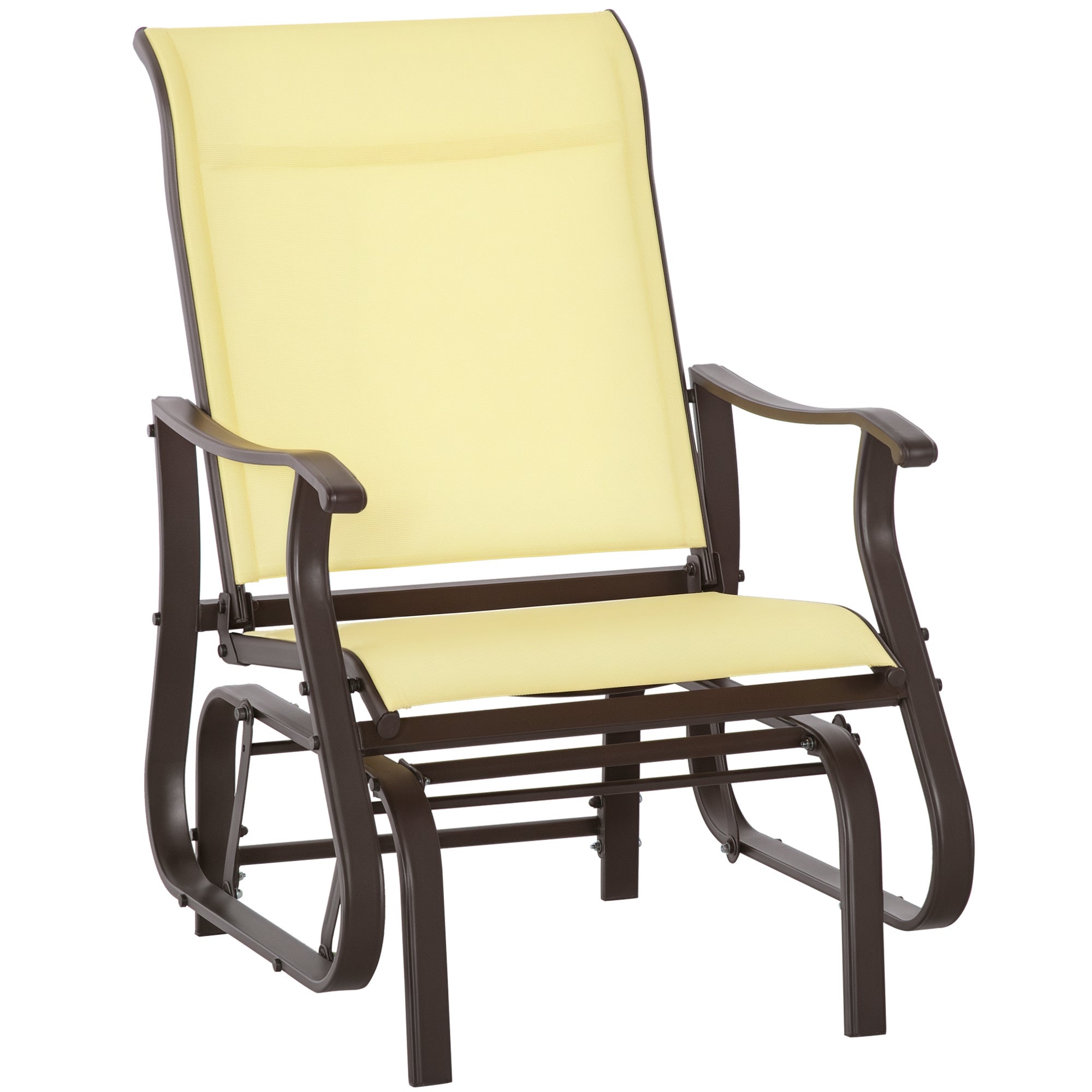 Outdoor Glider Chair, Gliders for Outside Patio with Steel Frame and Mesh Fabric for Backyard, Garden, and Porch