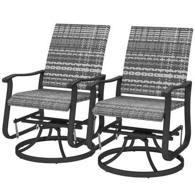 Wicker Rattan Swivel Patio Glider Chair Set of 2, Outdoor Glider Chair with Steel Frame, High Back, Armrests