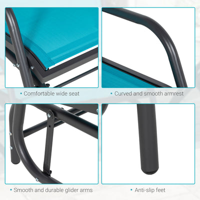 Outdoor Glider Chair, Steel Swing Chai with Curved Armrests for Porch, Garden, Poolside, Balcony