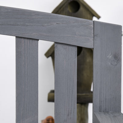 56" Outdoor Wood Bench, 2-Seater Garden Bench with Backrest and Armrest, Patio Bench for Patio, Porch, Poolside, Balcony, Gray