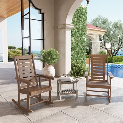 2 Pieces Outdoor Rocking Chairs, HDPE Patio Rockers with 28" High Back, Wide Armrests for Porch Backyard