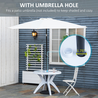 Patio Dining Table with Umbrella Hole Round Outdoor Bistro Table for Garden Lawn Backyard
