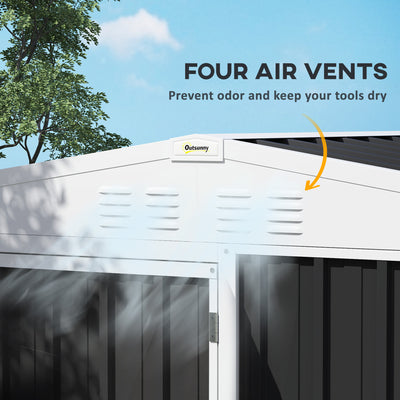 8 x 4ft Outdoor Garden Shed, Metal Shed with Air Vents and Lock for Backyard, Garden, Patio, Warm
