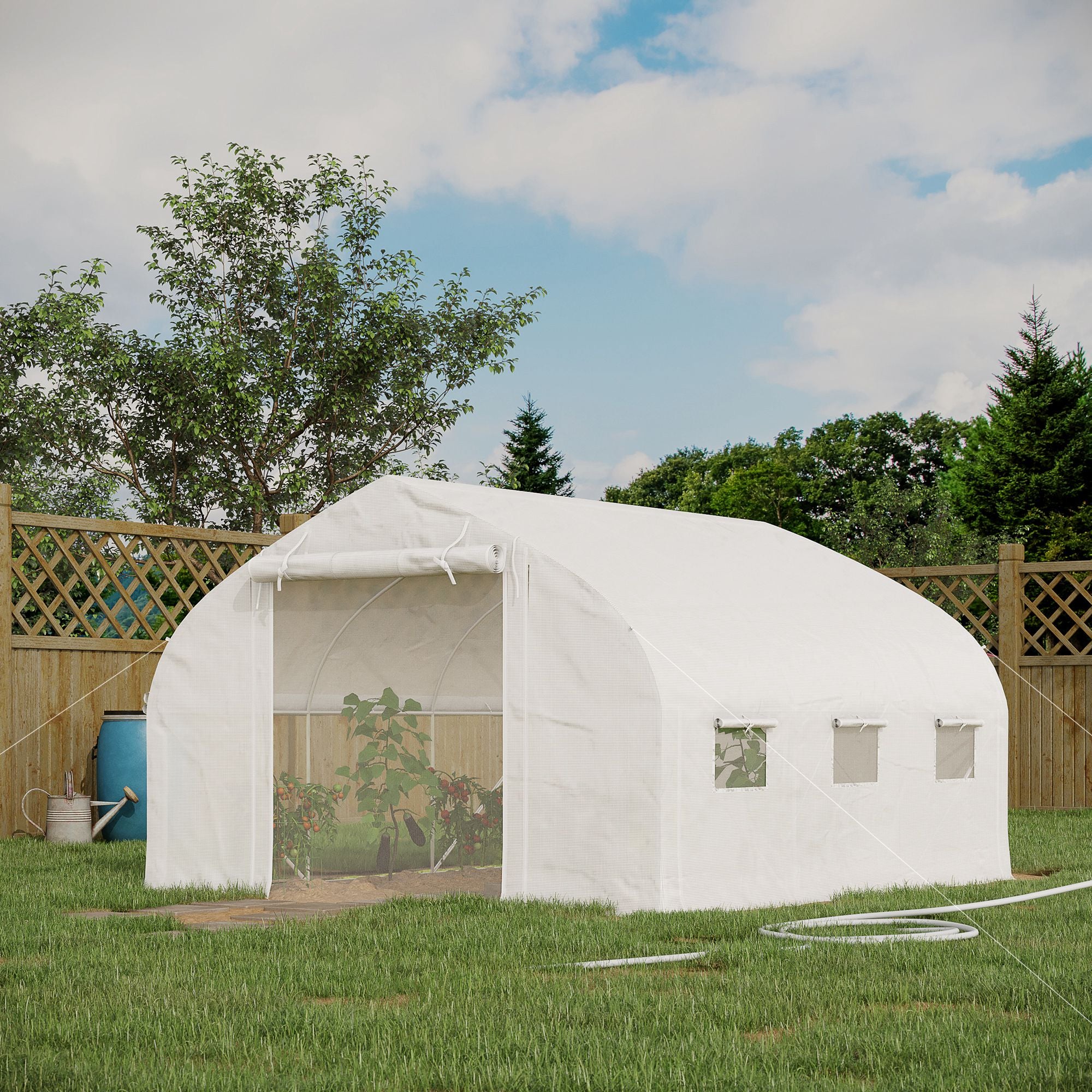 11.5' x 10' x 6.5' Walk-in Tunnel Greenhouse, Green House with Zippered Mesh Door, 7 Mesh Windows & Roll-up Sidewalls, Upgraded Gardening Plant Hot House with Galvanized Steel Hoops
