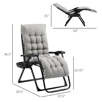 Padded Zero Gravity Chair, Folding Recliner Chair with Cup Holder Cushion