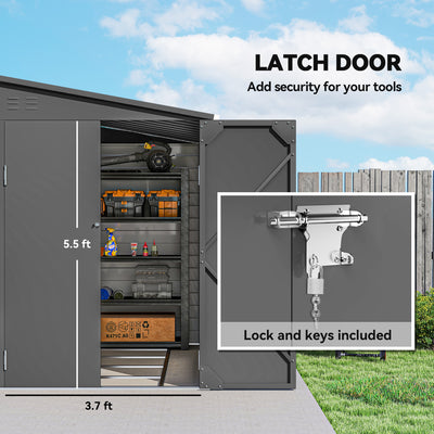 4.6' x 9' Outdoor Storage Shed, Lean to Metal Shed with Foundation Kit, Lockable Doors and Gloves for Patio, Lawn