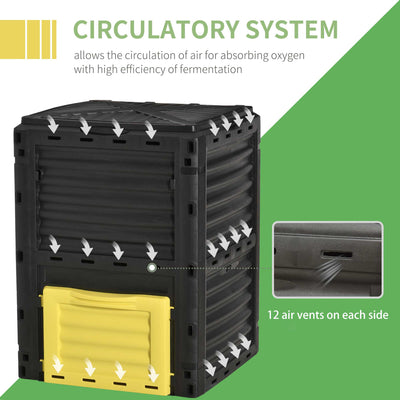 Garden Compost Bin 80 Gallon Outdoor Large Capacity Composter Fast Create Fertile Soil Aerating Box, Easy Assembly