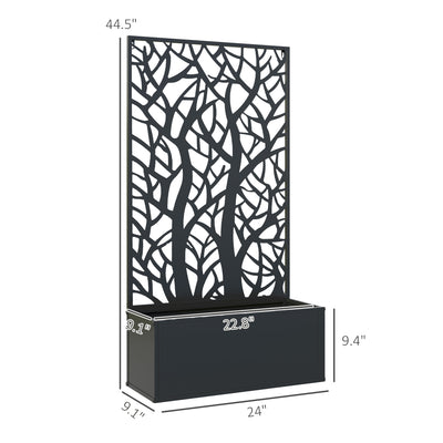 Metal Garden Bed with Trellis for Climbing Plants, Freestanding or Wall Mounted Flower Bed for Garden, Patio, Balcony