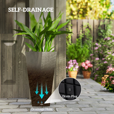 Tall Planters for Outdoor Plants Set of 3, 28 In Taper Planters with Drainage Holes, Indoor Grande Plant Pots, Front Porch Decor