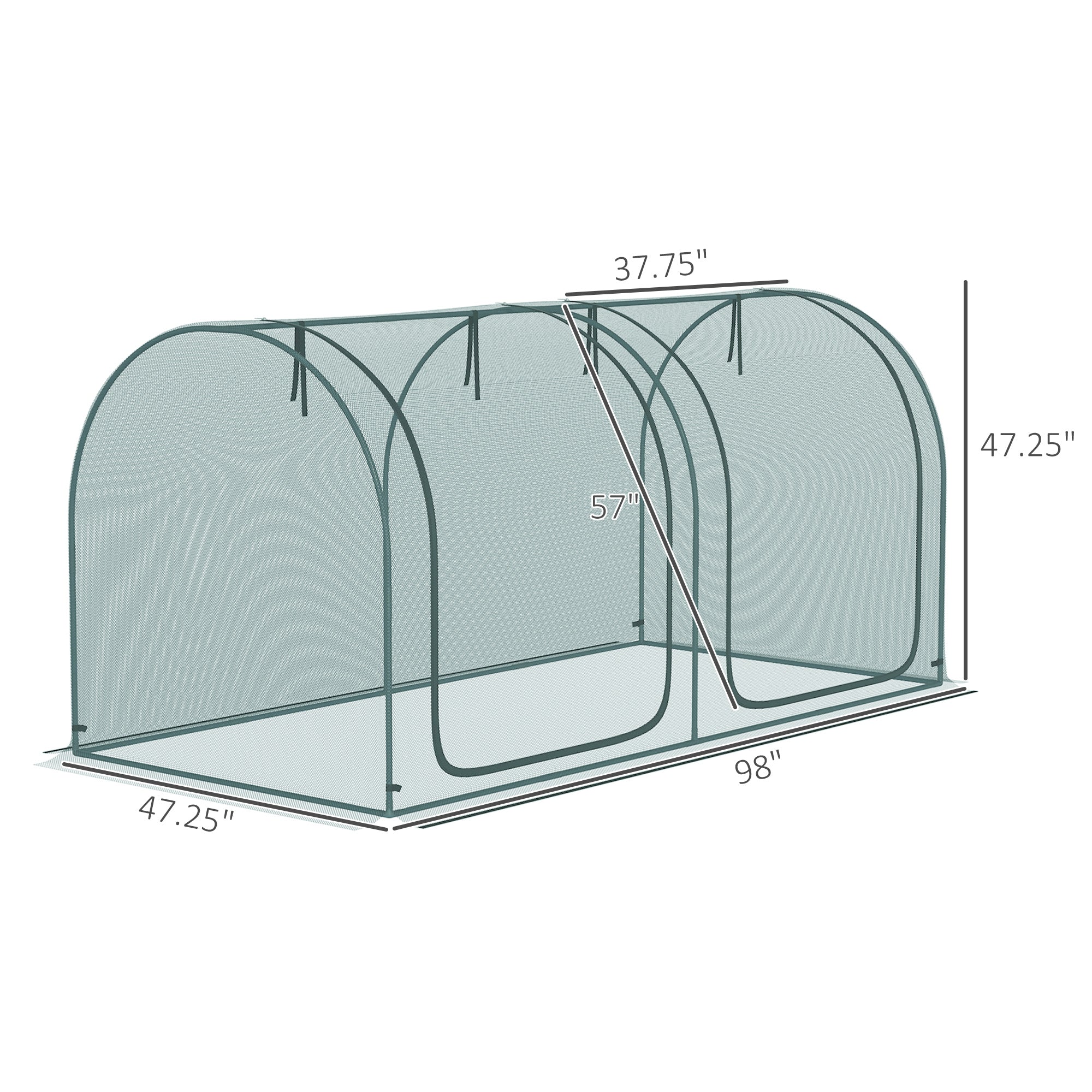 8' x 4' Crop Cage, Plant Protection Tent with Two Zippered Doors, Steel Frame, Storage Bag and 4 Ground Stakes, for Garden, Yard, Lawn