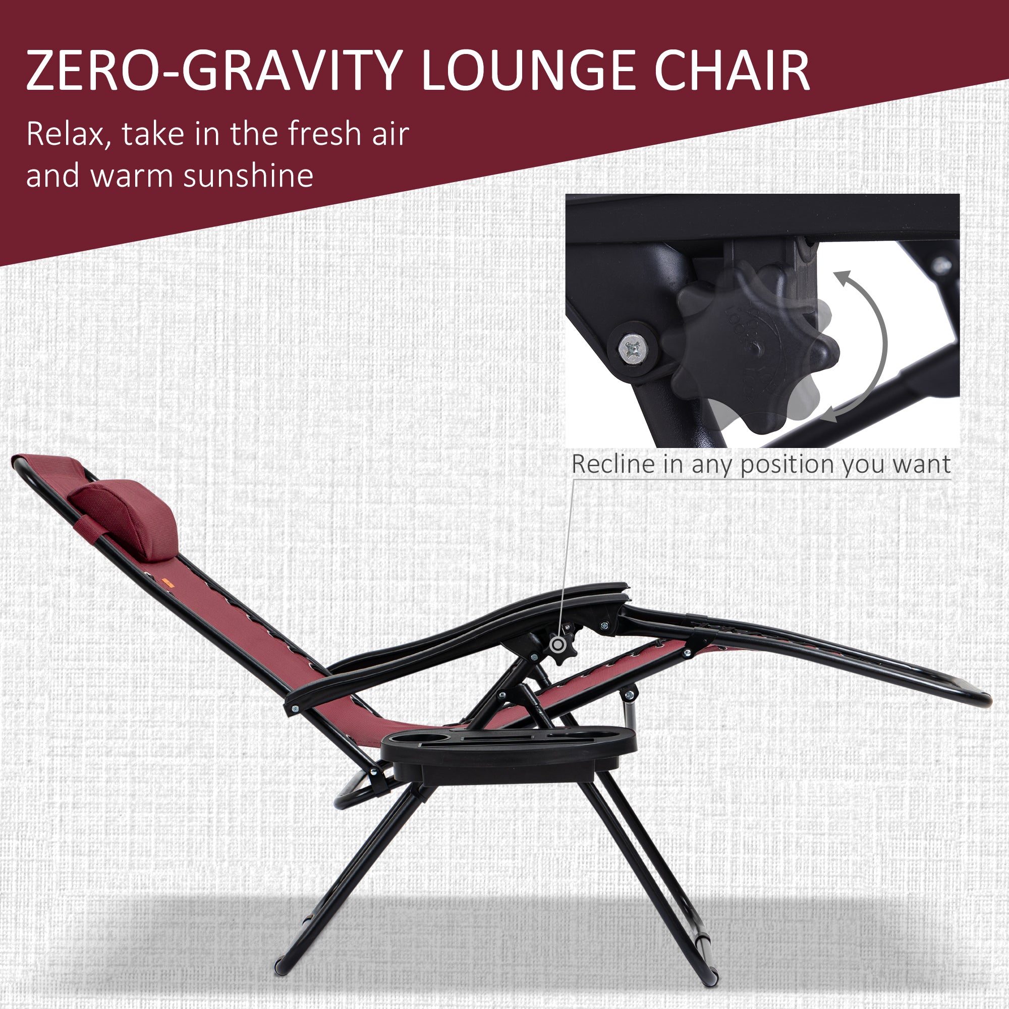 Zero Gravity Chair Set with Side Table, Folding Reclining Chair with Cupholders & Pillows, Adjustable Lounge Chairs for Pool, Backyard, Lawn, Beach