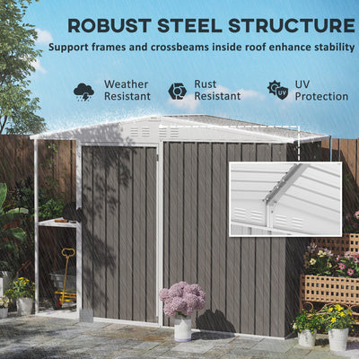 8 x 4ft Outdoor Garden Shed, Metal Shed with Air Vents and Lock for Backyard, Garden, Patio, Warm