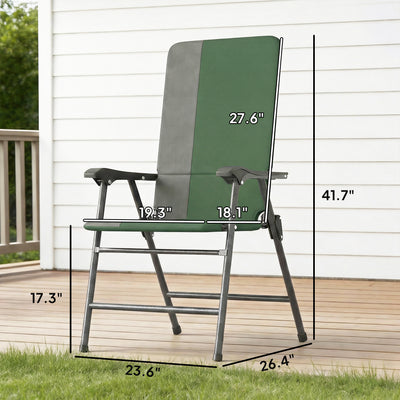 Folding Patio Chairs Set of 2, Padded High Back Lawn Camping Chairs with Armrests, 600D Oxford Fabric