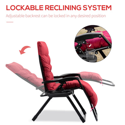 Padded Zero Gravity Chair, Folding Recliner Chair with Cup Holder Cushion