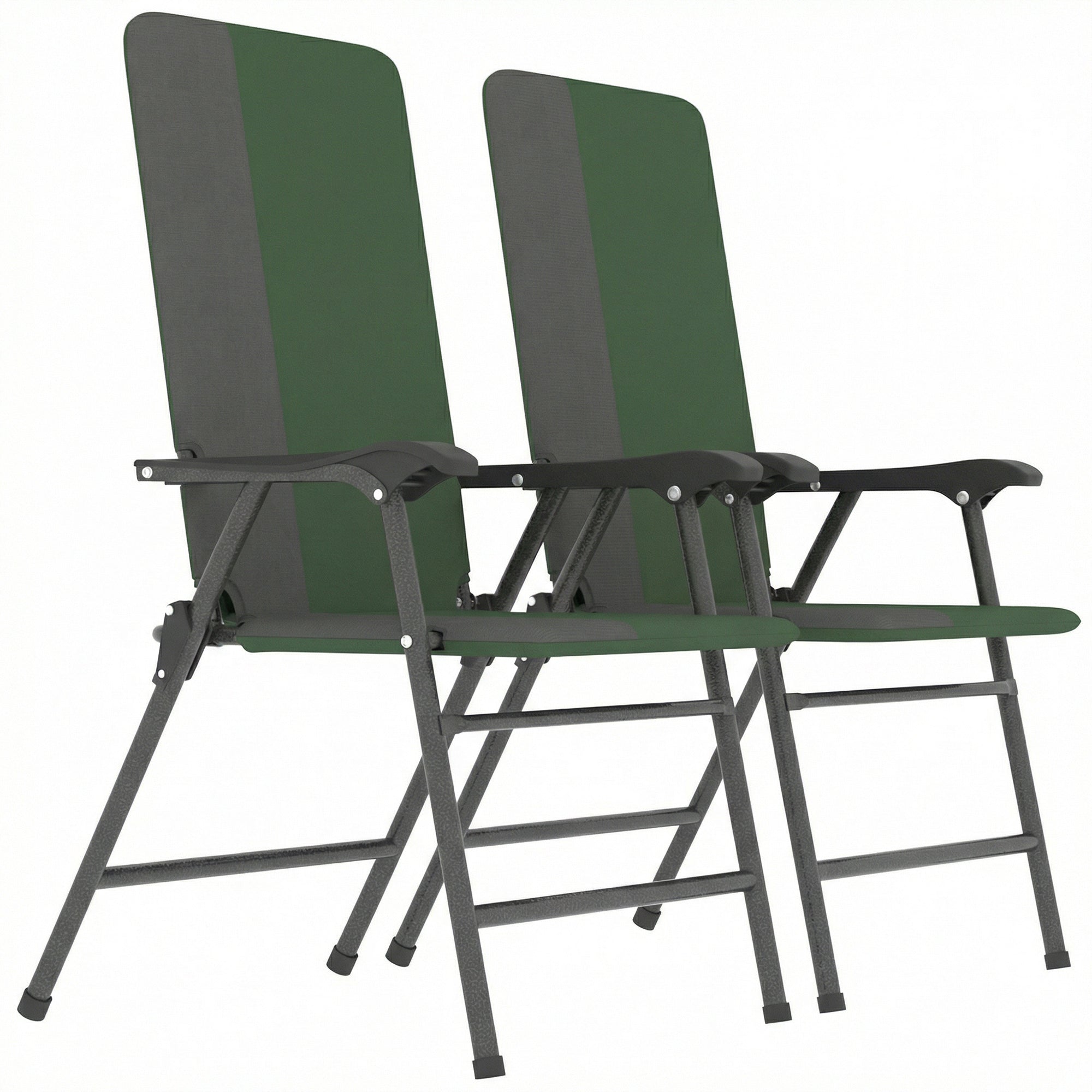 Folding Patio Chairs Set of 2, Padded High Back Lawn Camping Chairs with Armrests, 600D Oxford Fabric